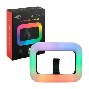 Lámpara cuadrada tipo aro de luz rgb con soporte celular