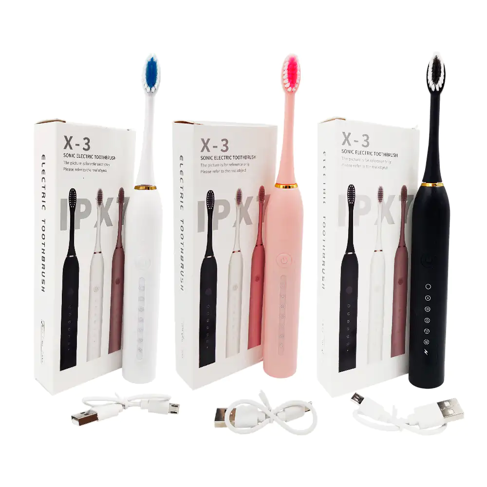Cepillo dental eléctrico recargable con 6 velocidades + 4 cabezales de repuesto, variedad de colore