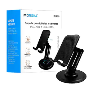Soporte metálico de escritorio para tablet y celular, con ángulo y ro…