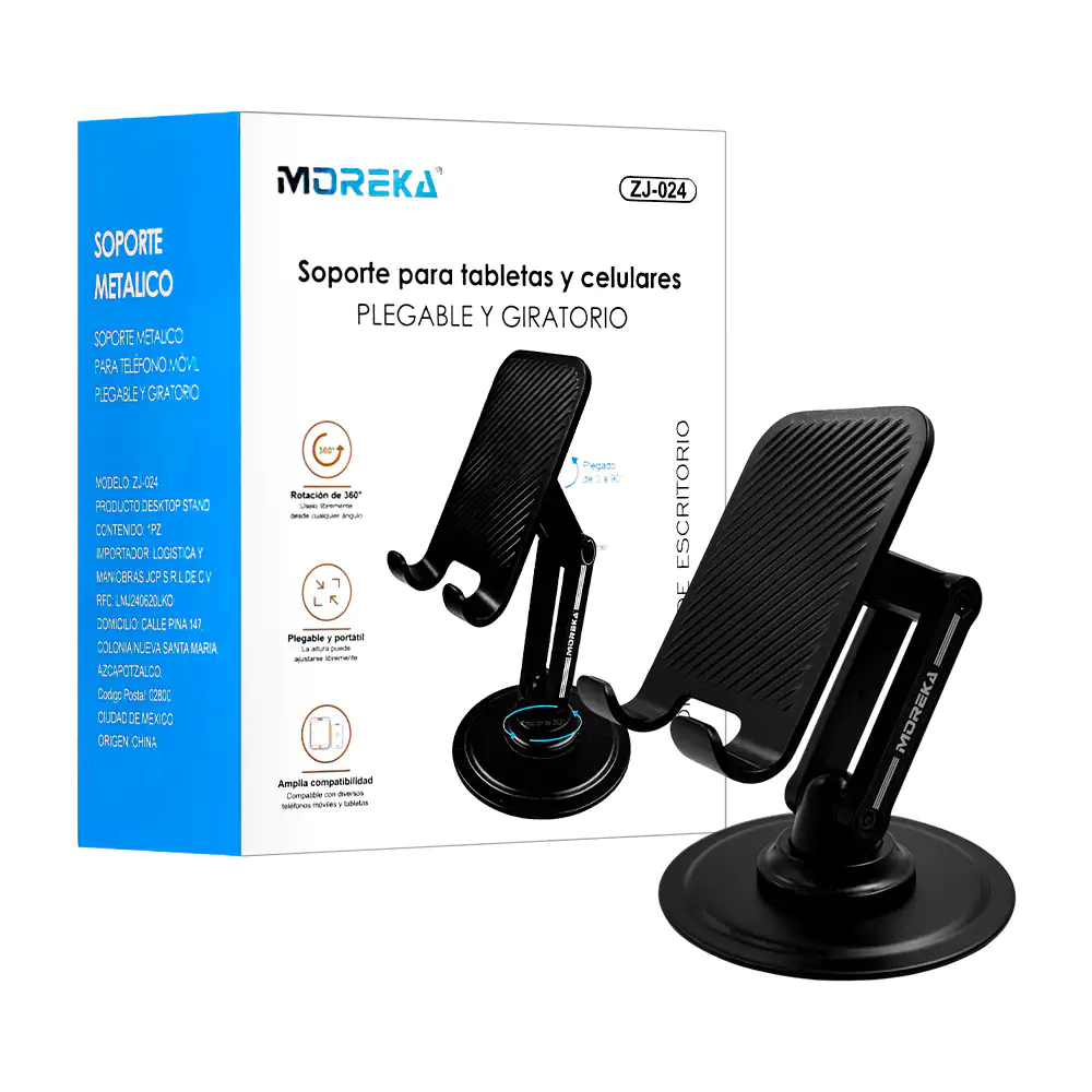 Soporte metálico de escritorio para tablet y celular, con ángulo y ro…