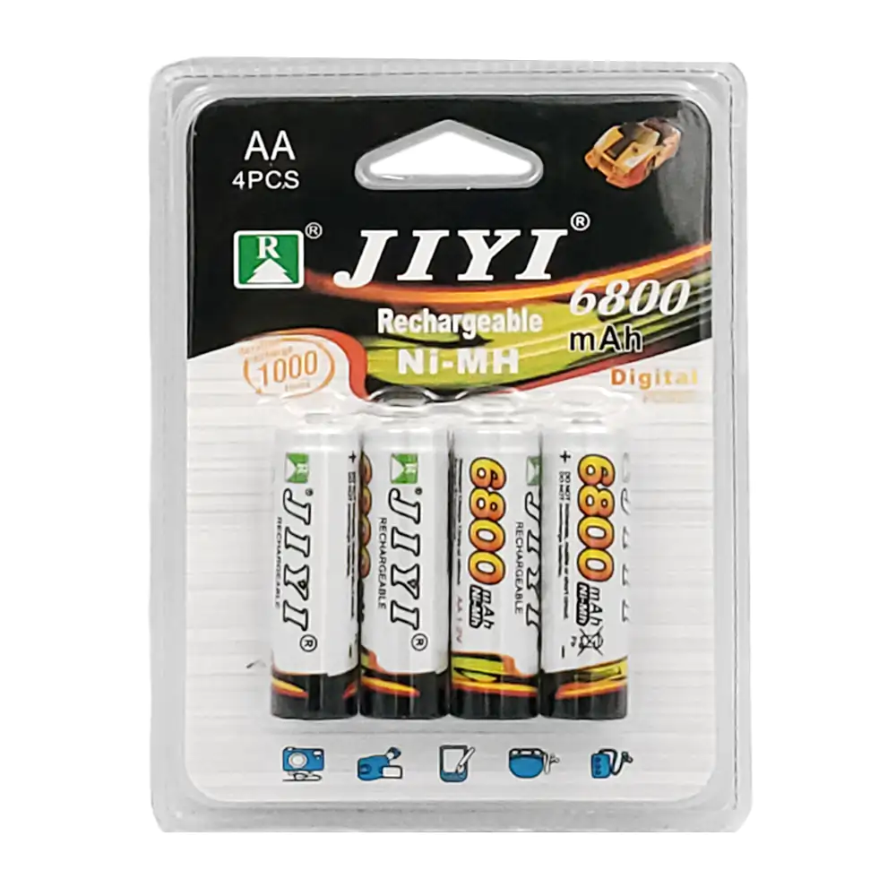 Blíster 4 pilas alcalinas AA jiyi recargables, 6800mah / zm23-1078