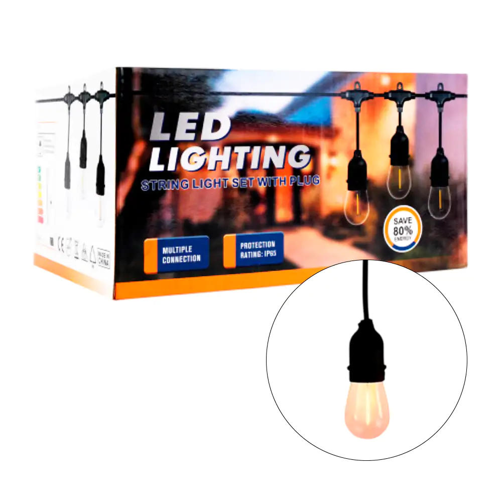Serie de guirnalda decorativa de 5 metros y 10 focos de luz led cálida / zm24-2079