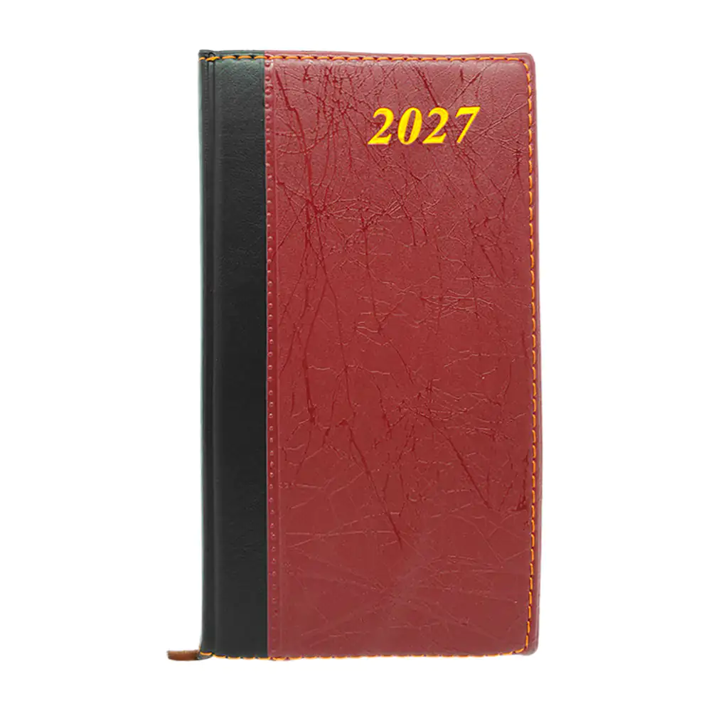 Mini libreta tipo agenda de piel sintética con separación mensual y detalles grabados