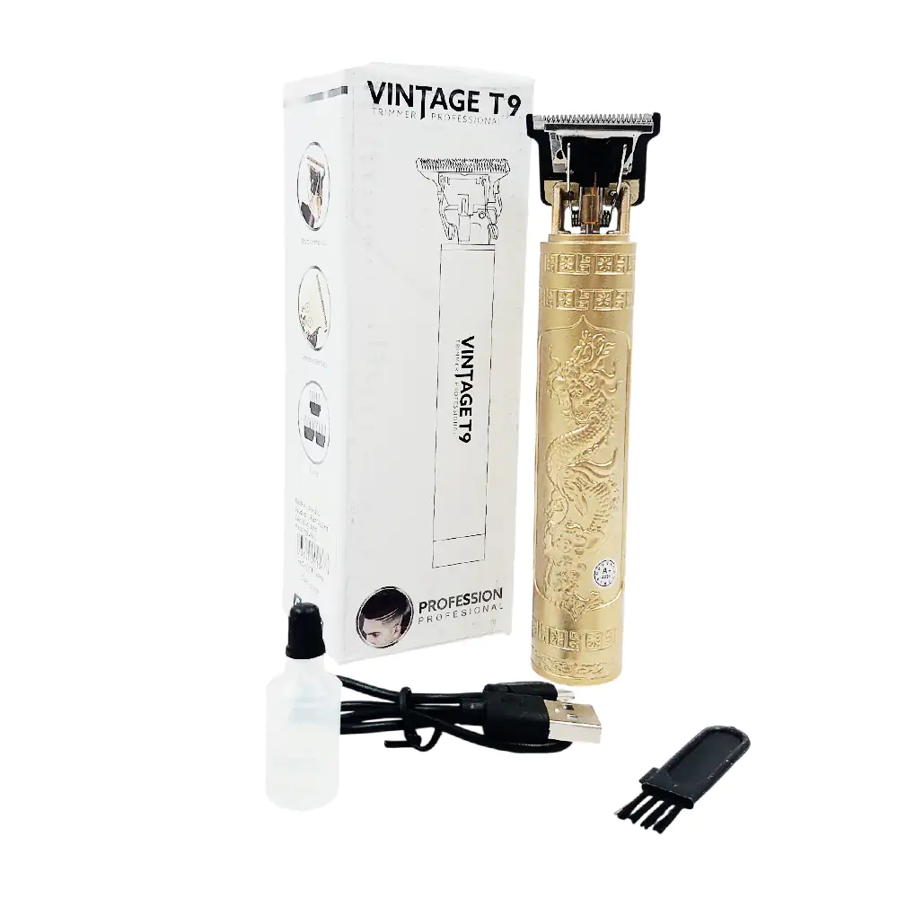 Máquina vintage inalámbrica con diseño dorado de dragon + 3 peines in…