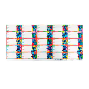 1pza Planilla con 25 etiquetas escolares con estampado de stitch