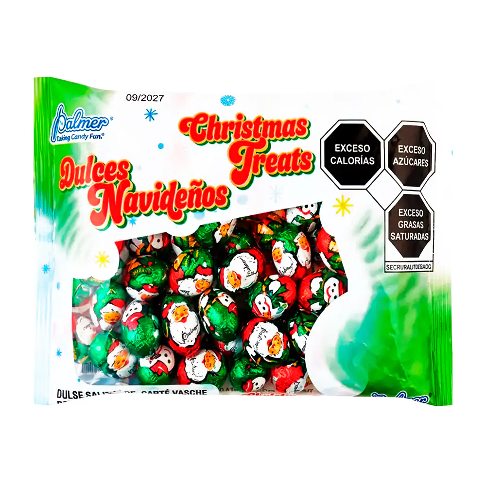 Bolsa con 500g de dulce navideños, dulce sabor chocolate y leche, huevitos navideños / 107321