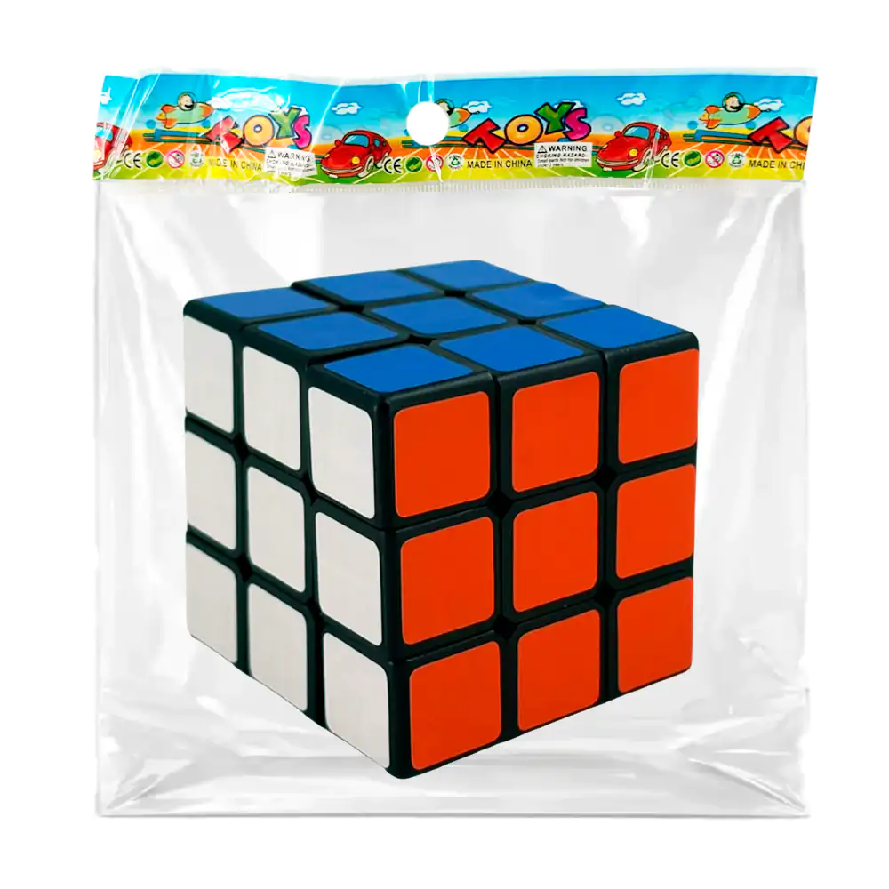 Cubo rubik pequeño 3x3 con fondo negro y stickers de colores, 5cm 