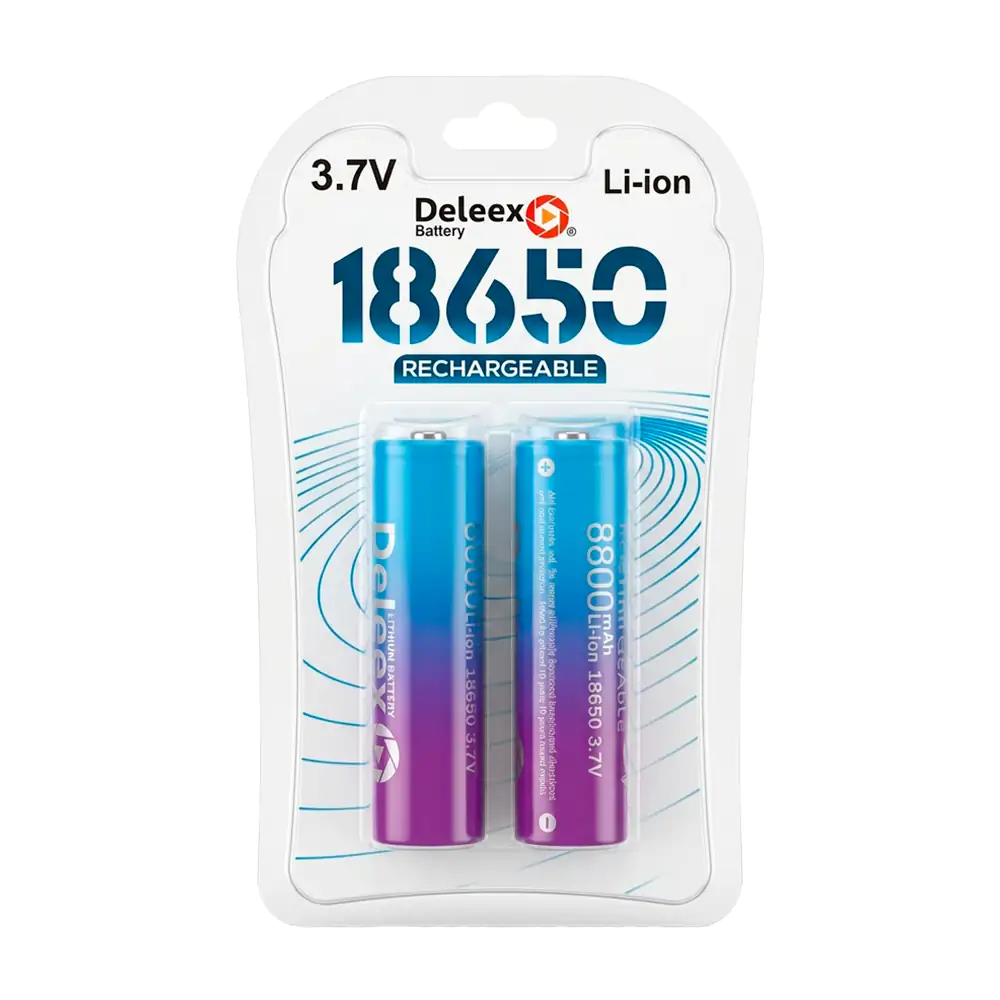 Blíster con 2 pilas - baterias 18650 recargable deleex de 8800 mah / ep31339 / 18650 rechargeable / power 18650 8800 mah