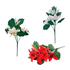 Ramo de flores con 5 nochebuenas en diseño brillante y aterciopelado,…
