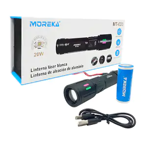 Lámpara linterna con luz telescópica de largo alcance, recargable, 20…
