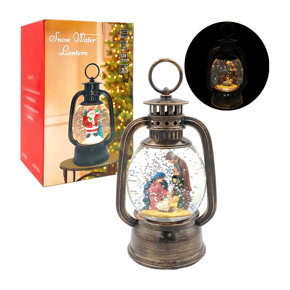 Adorno navideño musical vintage en forma de lámpara 20cm y figura enc…