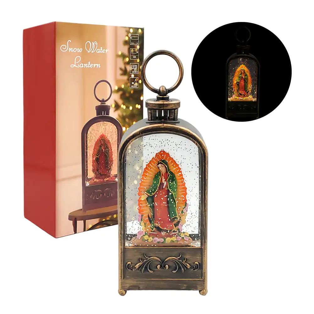 Adorno musical con temática religiosa 22cm con luz y figuras encapsuladas / wdl-m016