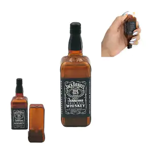 1pza Encendedor de gas recargable con diseño de botella de whiskey, 8…