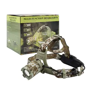 1pza Linterna de estilo minero con banda camuflajeada ajustable y 3 m…