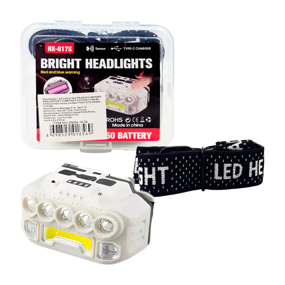 Lámpara de cabeza tipo minero recargable con diferentes modos de iluminación + sensor de encendido